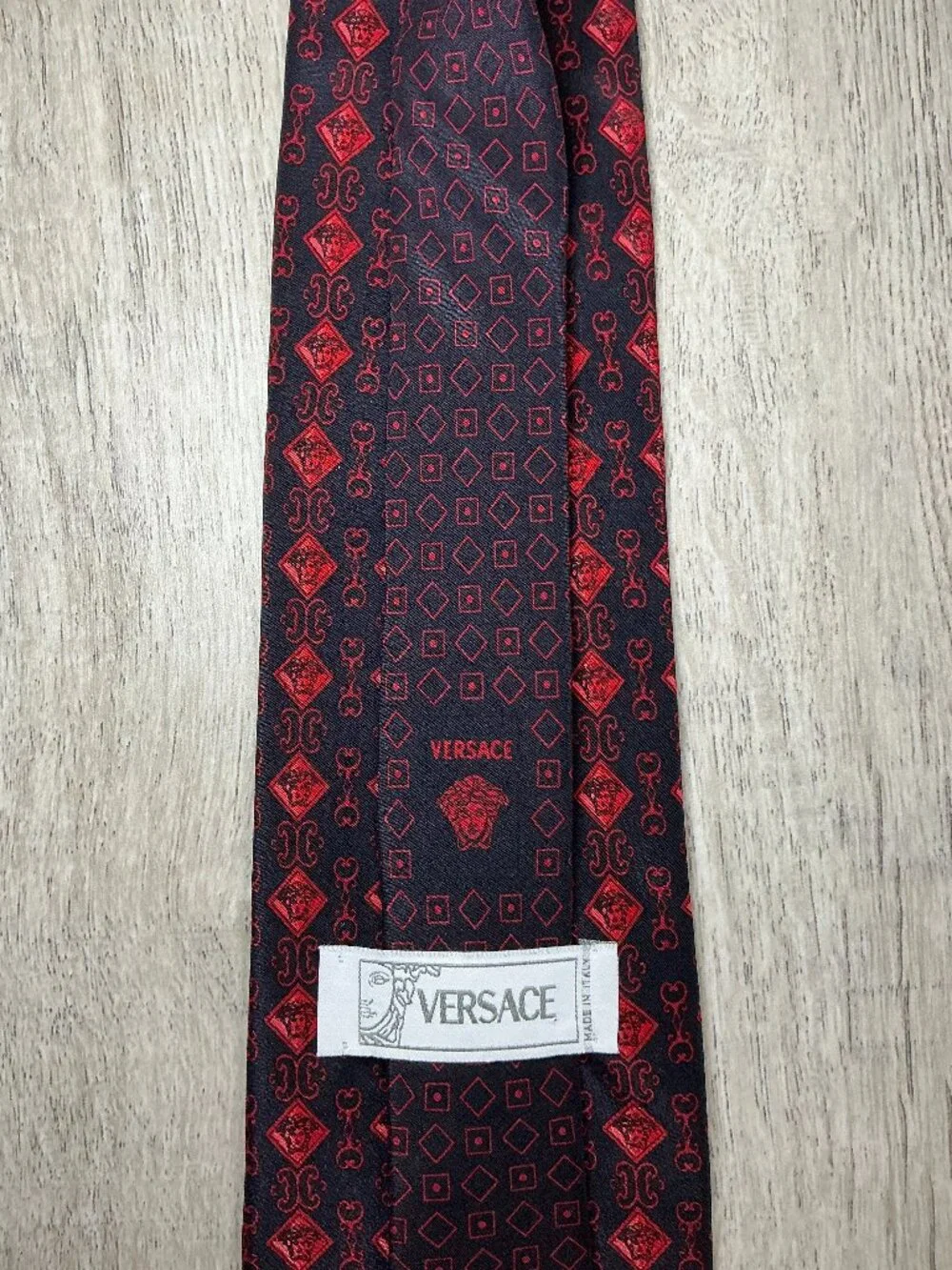 Gianni Versace Tie Black Red Silk Designer Necktie